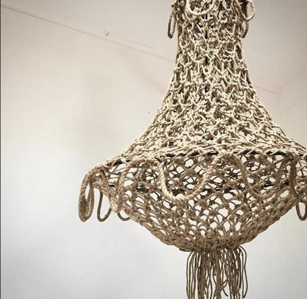 Detail of handknotted rope chandelier