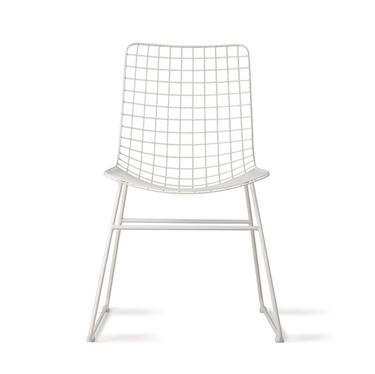 White metal wired modern dining chair