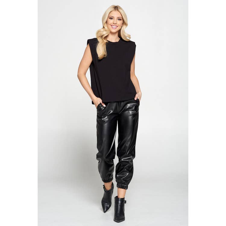 Faux leather pants with pockets