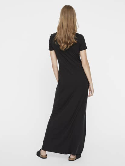 black maxi dress with split by vero moda