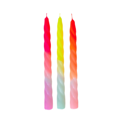 Dip Dye Twisted Candles - Shades of Fruit Salad