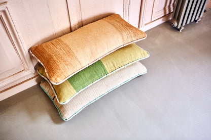 stack of 3 large handwoven woolen lumbar pillows
