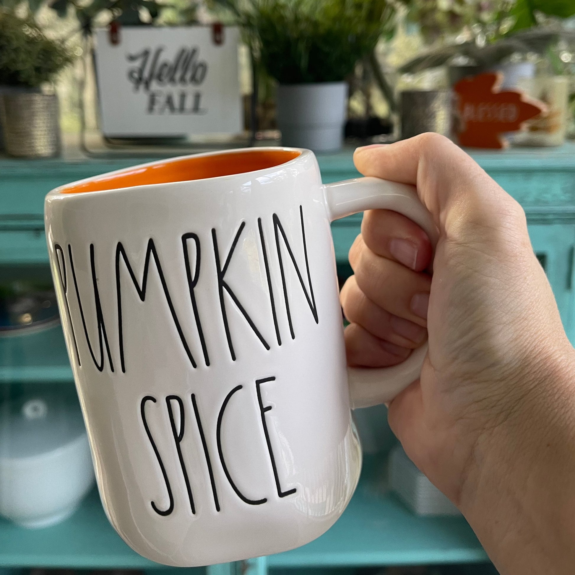 Rae Dunn Pumpkin Spice coffee mug with ear