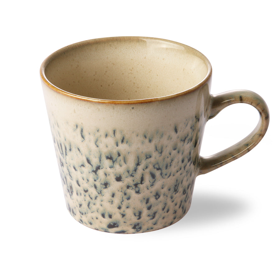 stoneware mug with ear green hail pattern off white color