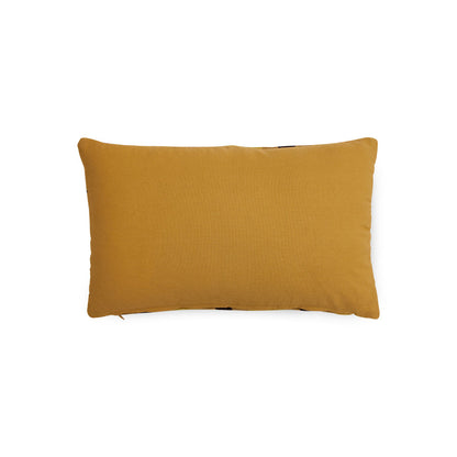 backside of caramel toned velvet lumbar pillow