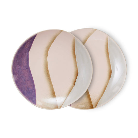 purple, blush and cream tones retro style side plate