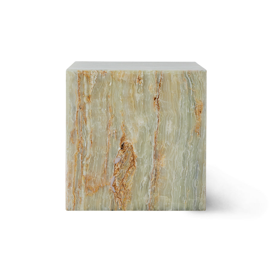 solid onyx green marble block table