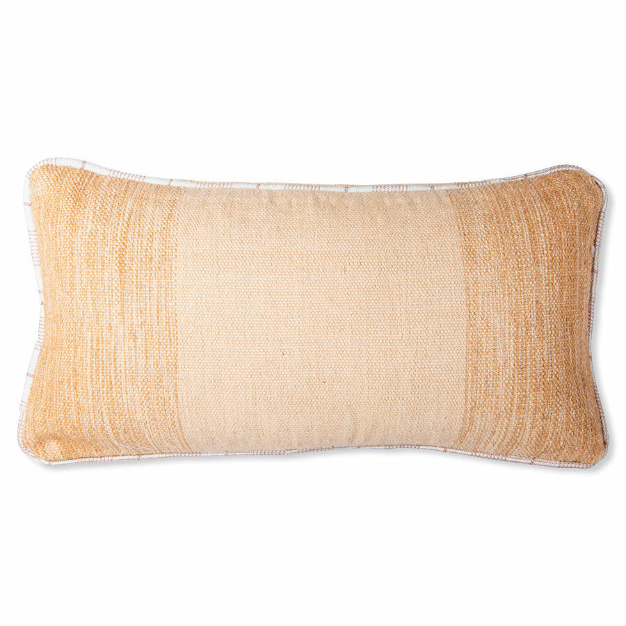 neutral colored handwoven lumbar wool cushion