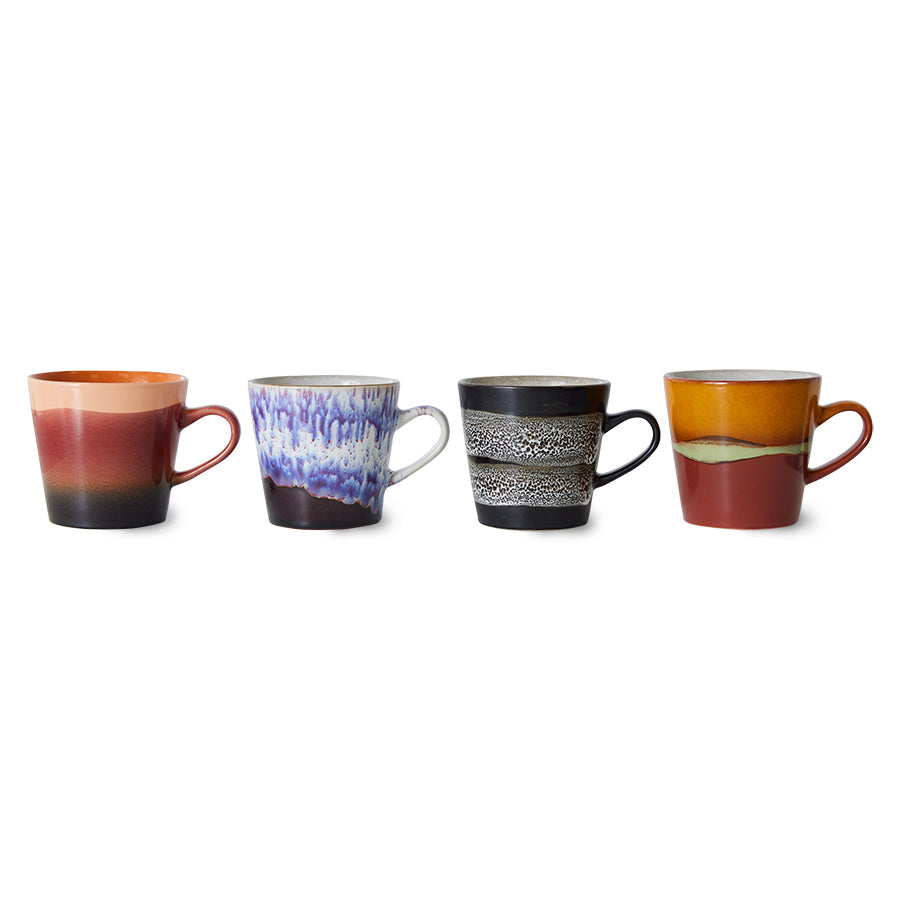 4 mugs with ear in retro style finish