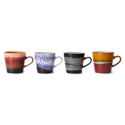 4 mugs with ear in retro style finish