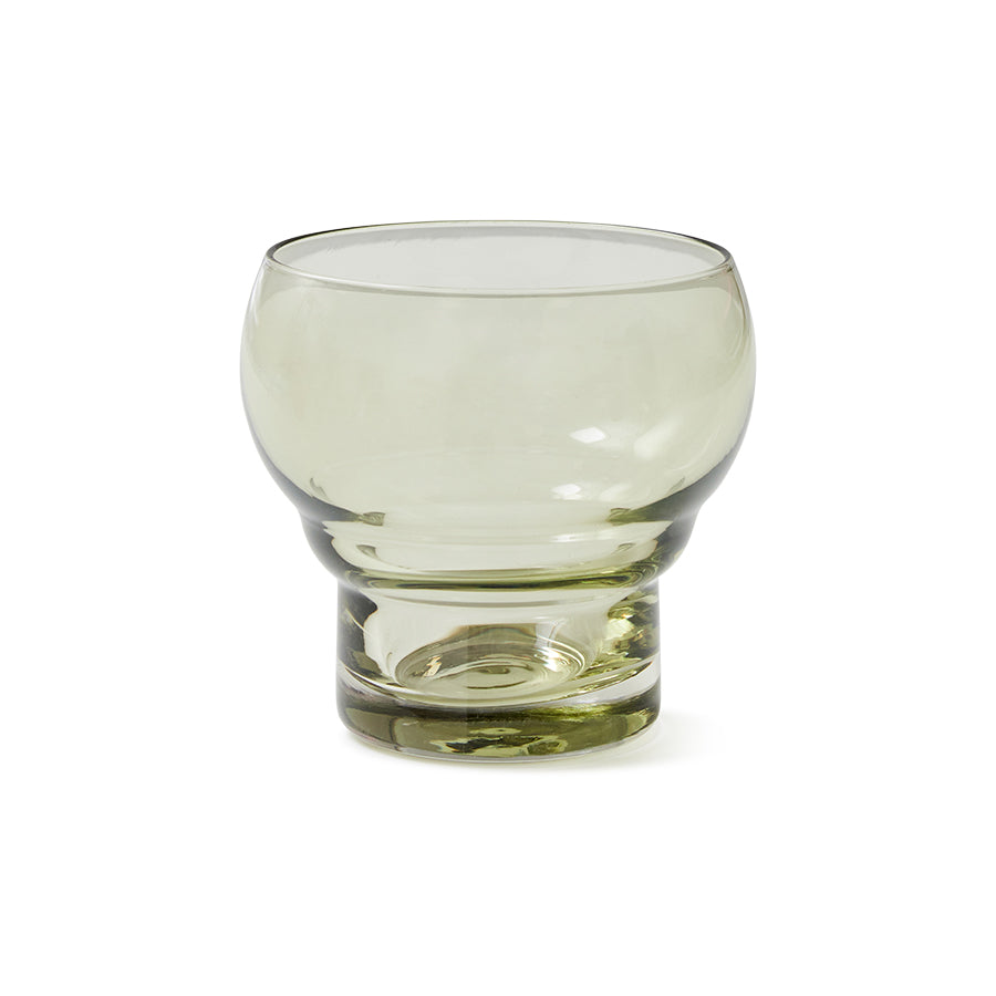 green colored bulb stemless glass