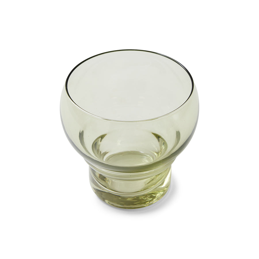 green colored bulb stemless glass