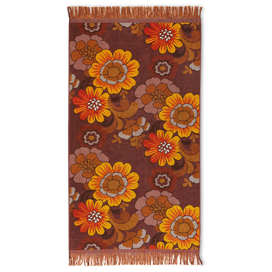 retro style large beach towel with flower design