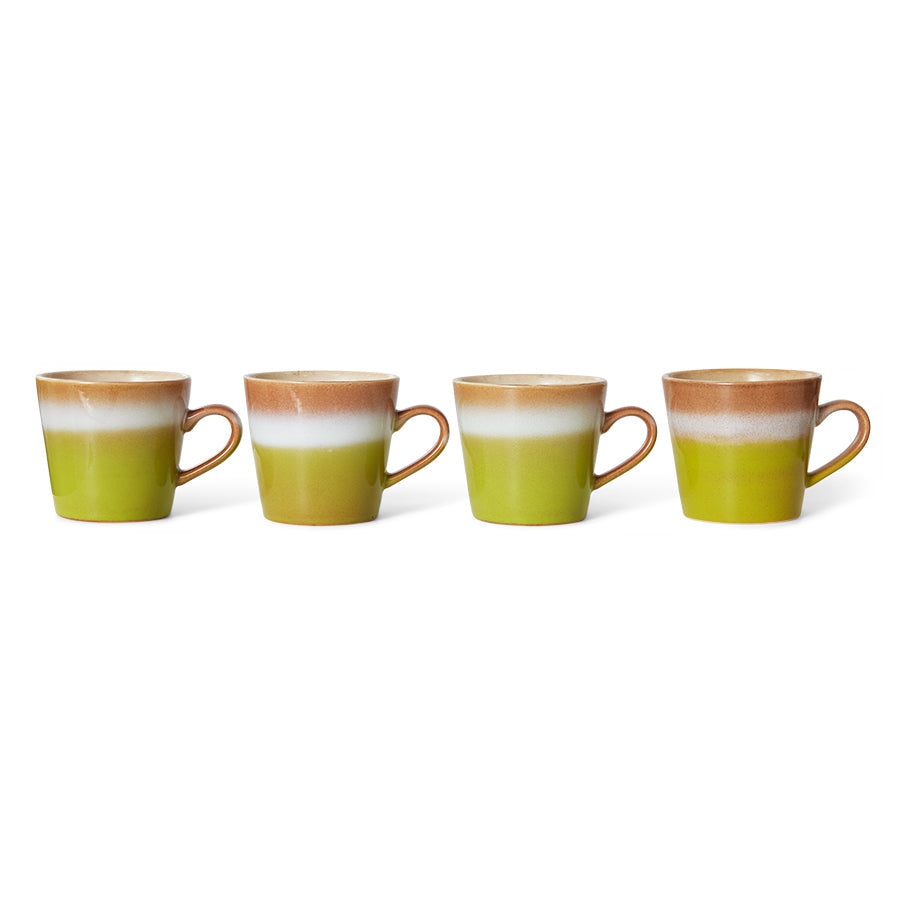 4 brown, white neon green cappuccino mug with ear