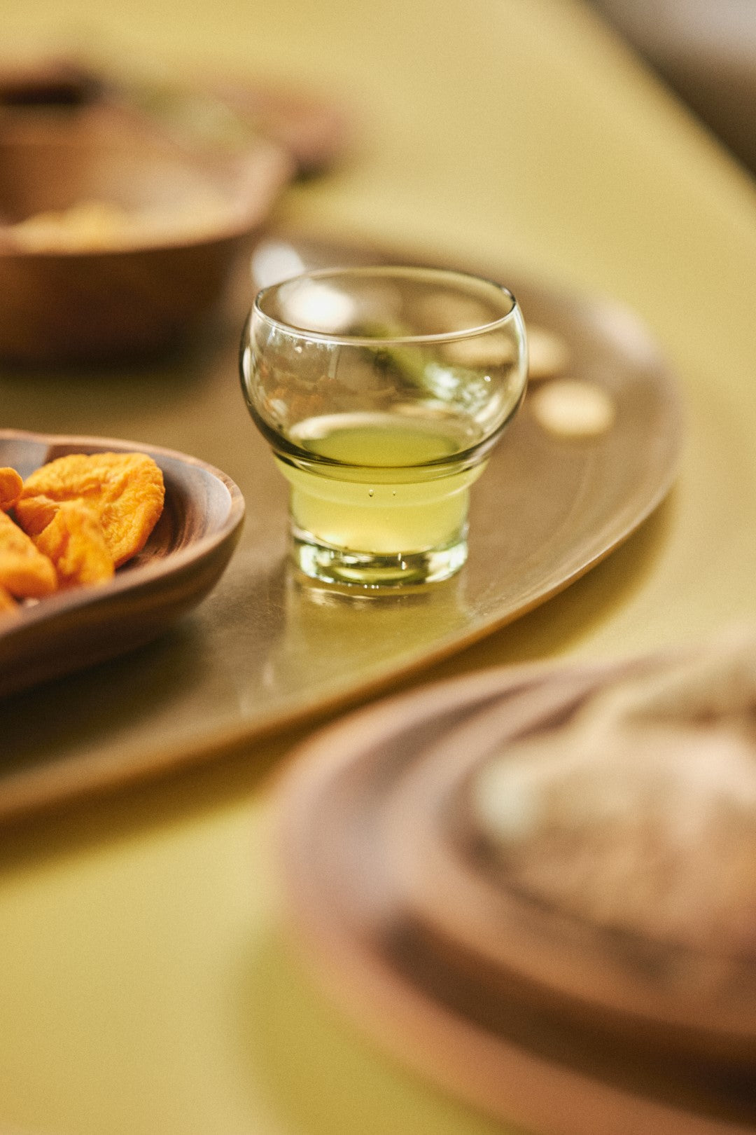 green colored bulb stemless glass