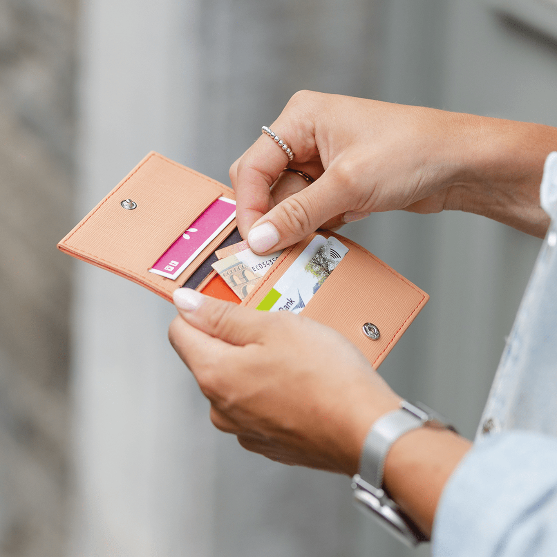 small terracotta color card wallet