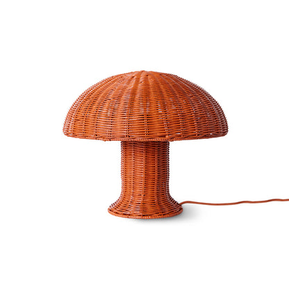 coral colored  rattan mushroom lamp 