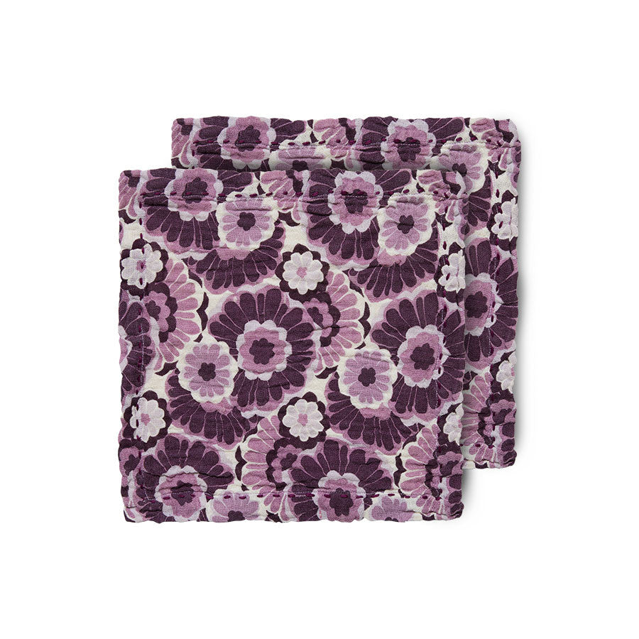 purple flower design cotton napkins