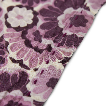 detail of purple flower design cotton napkins