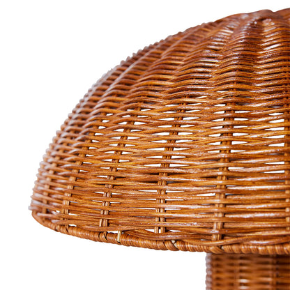 brown rattan retro style mushroom lamp