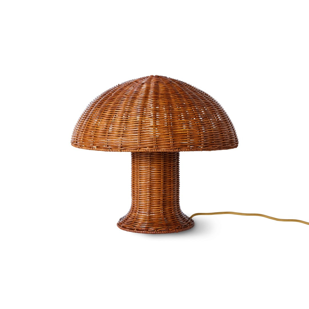 brown rattan retro style mushroom lamp