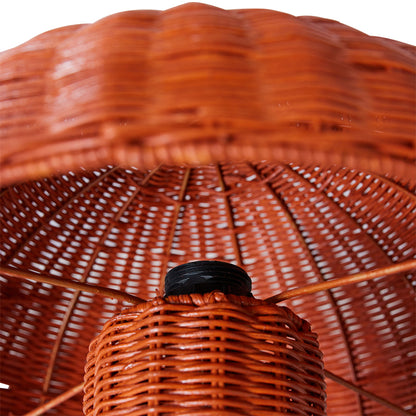 coral colored  rattan mushroom lamp 