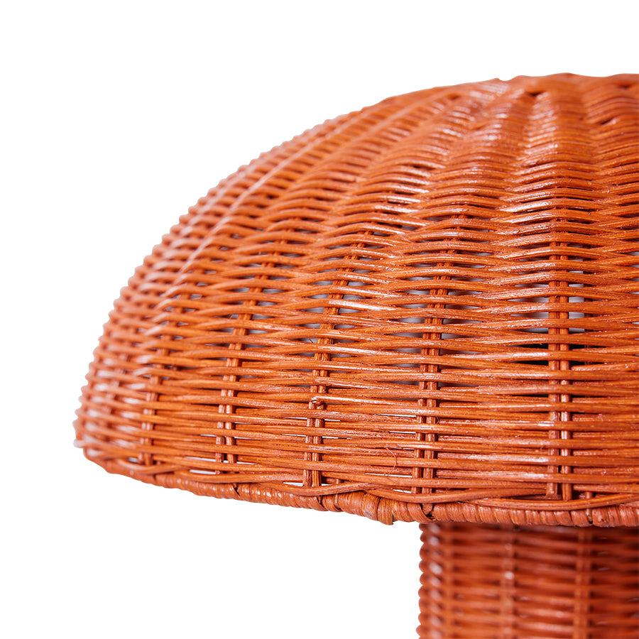 coral colored  rattan mushroom lamp 