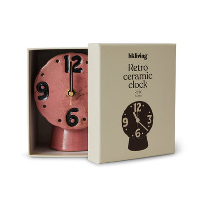 pink ceramic retro style desk clock with gift box