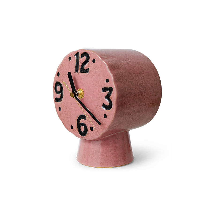 pink ceramic retro style desk clock