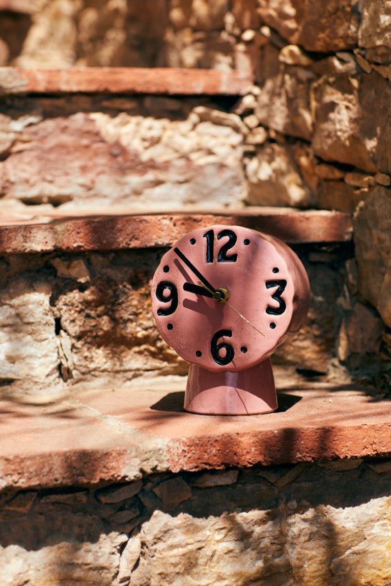 pink ceramic retro style desk clock