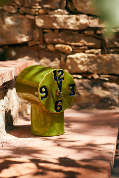 green ceramic retro style desk clock