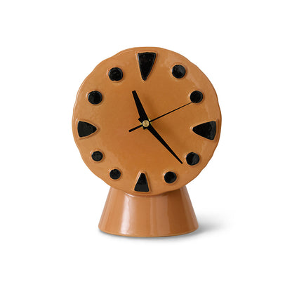 Hand painted pieach ceramic retro desk clock