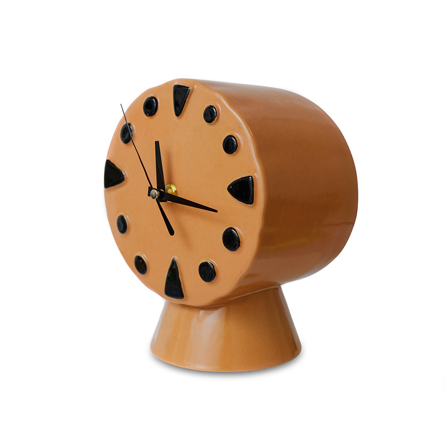 Hand painted pieach ceramic retro desk clock