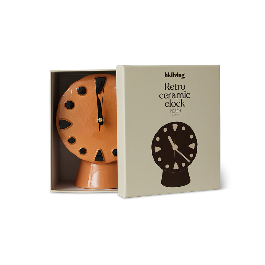 Hand painted pieach ceramic retro desk clock