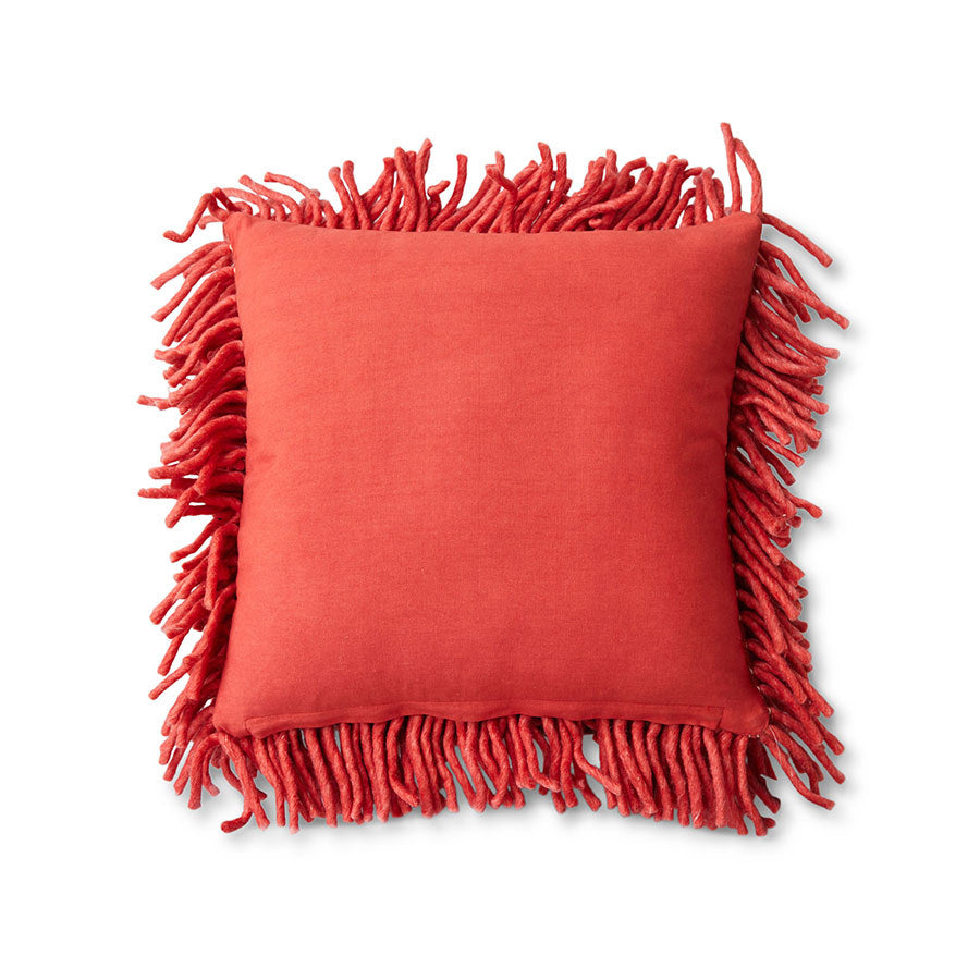 cherry red high piled textured pillow