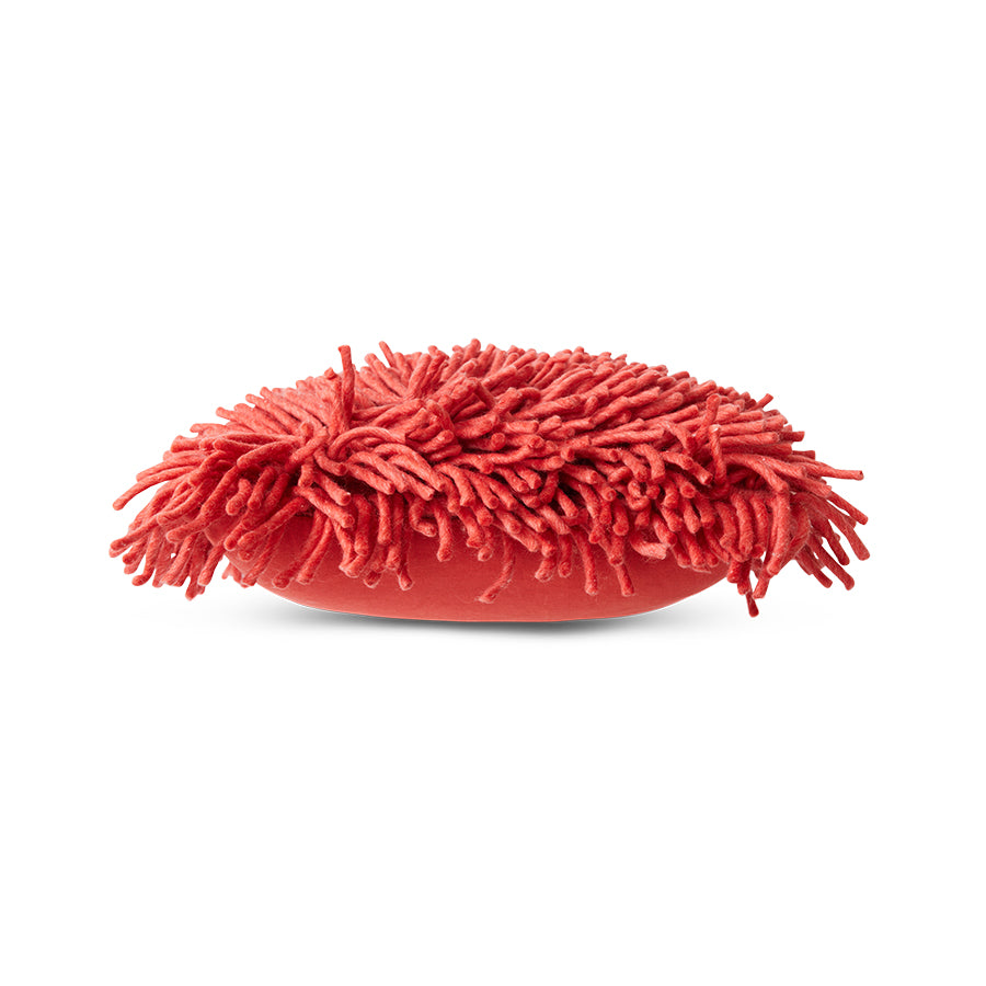 cherry red high piled textured pillow