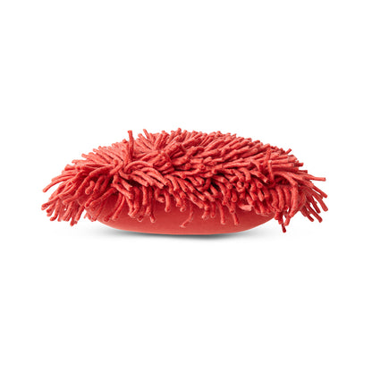 cherry red high piled textured pillow