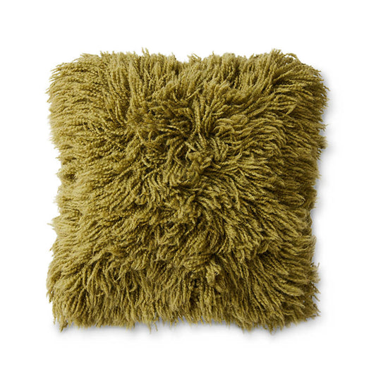 shaggy green high pile throw pillow