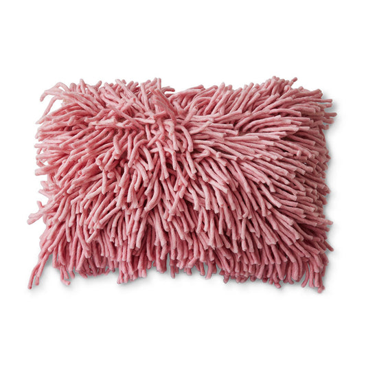 Pink rugged woolen pillow