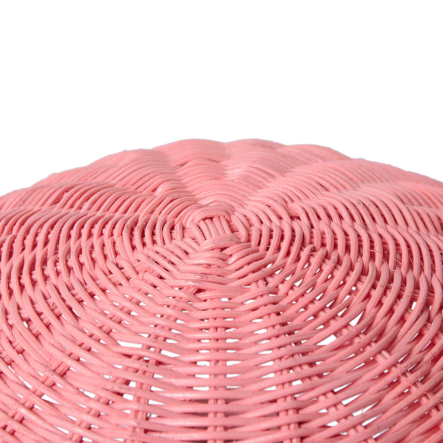 pink rattan table lamp with pink electrical cord