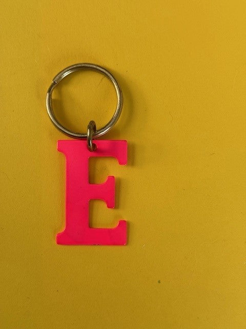 vintage key chain holder fob neon pink E