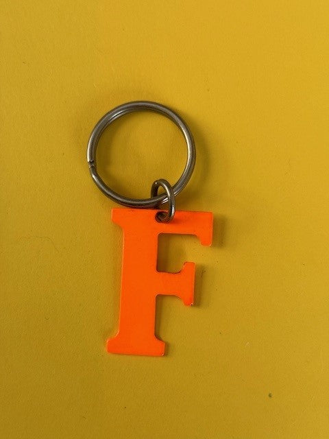 vintage key chain holder fob neon orange F
