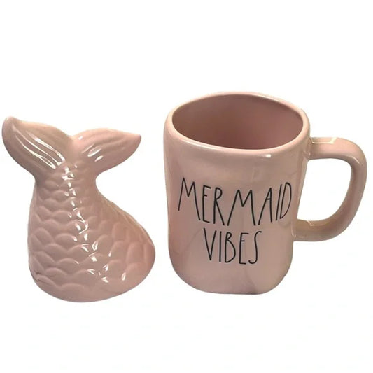 Rae Dunn - Little Mermaid pink mug with tail lid