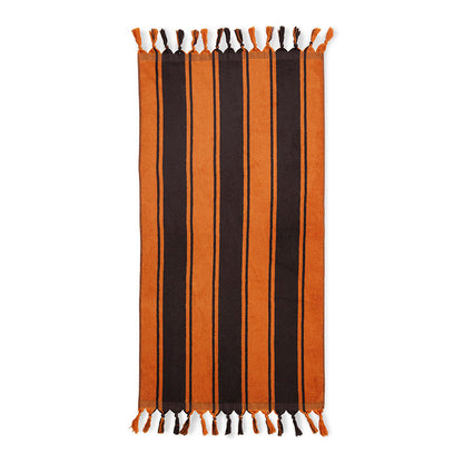 orange and brown striped large bath towel
