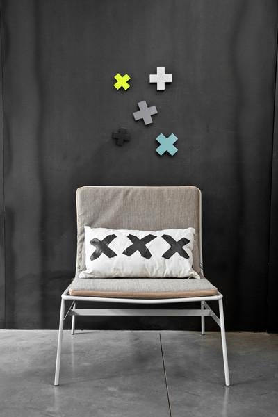 wall idea with x cross hooks in different colors
