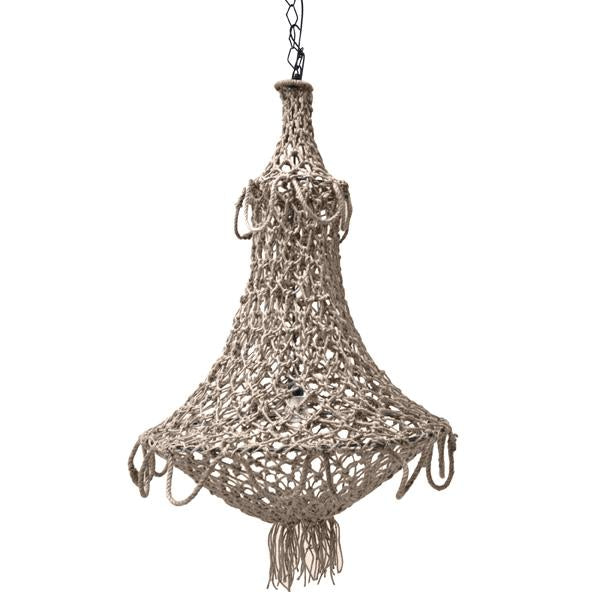 Bohemian style hand knotted rope chandelier
