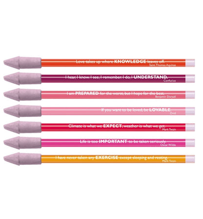 Set of 4 pencils with eraser and quote