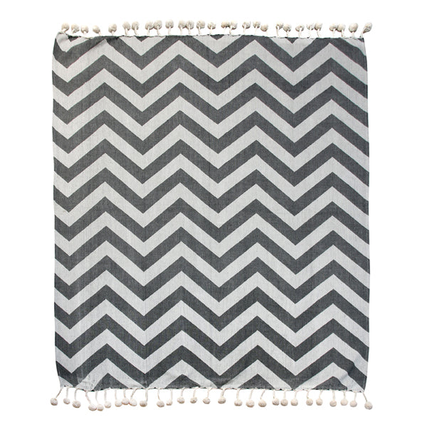 hkliving usa chevron grey throw blanket