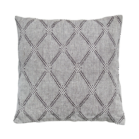 cotton trow pillow in grey with white and charcoal diamond pattern