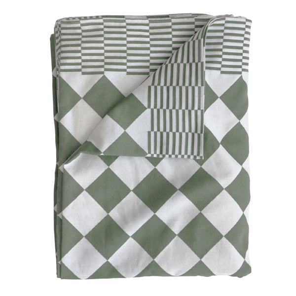 green and white checkered traditional Dutch table cloth made from cotton
